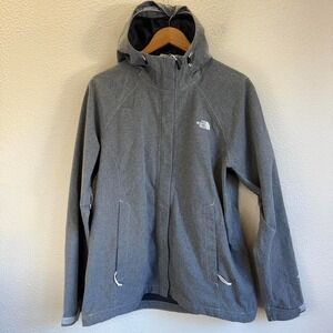 The North Face HyVent 2.5L Women's Gray Hooded Waterproof Jacket Size Large